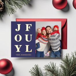 楽しいモダン ミニマル フォト クリスマス ゴールド 箔シーズンカード