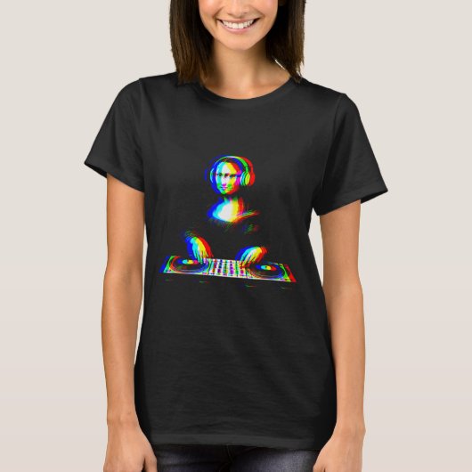 楽しいモナリザDJ VarwaveテクノレイブEDMミュージックP Tシャツ (正面)