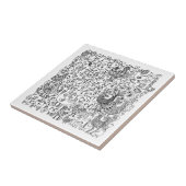 楽しいモノクロの鳥の装飾パターン タイル (側面)