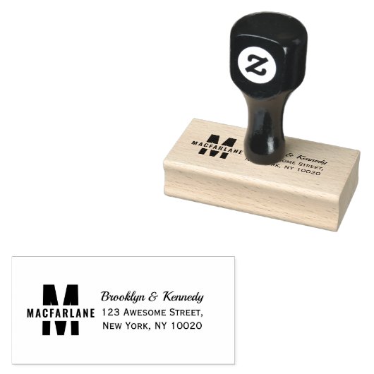 楽しいモノグラム カップル名 タイポグラフィ 返送先住所 ラバースタンプ (押印)