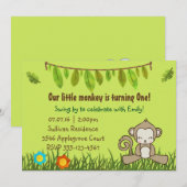 楽しいモンキーサファリデザインバースデー招待状 招待状 (正面/裏面)