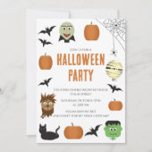 楽しいモンスターの子供たちのハロウィンパーティー 招待状 (正面)