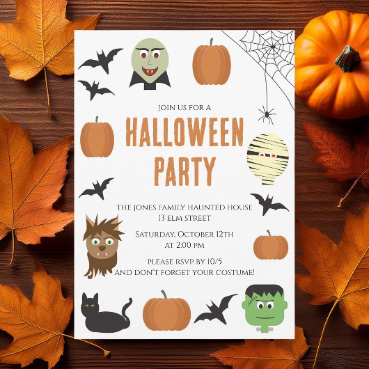 楽しいモンスターの子供たちのハロウィンパーティー 招待状