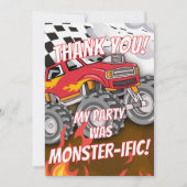 楽しいモンスタートラックの誕生日感謝カード サンキューカード (正面)