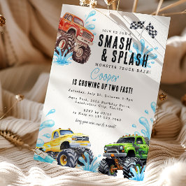 楽しいモンスタートラック 2歳の誕生日プールパーティー 招待状