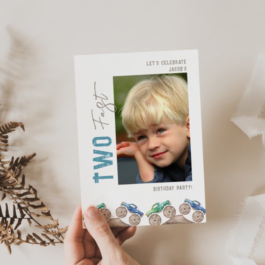 楽しいモンスター トラックの写真招待状 招待状