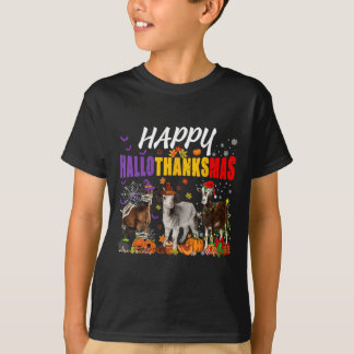 楽しいヤギのミイラのピルグリム・サンタのコスチューム ハッピー・ハロウィン Tシャツ