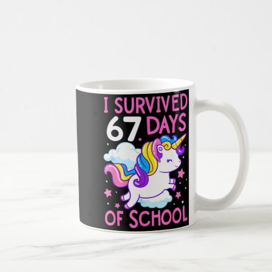 楽しいユニコーン 学校に67日通ったよ メメ フォー コーヒーマグカップ (右)