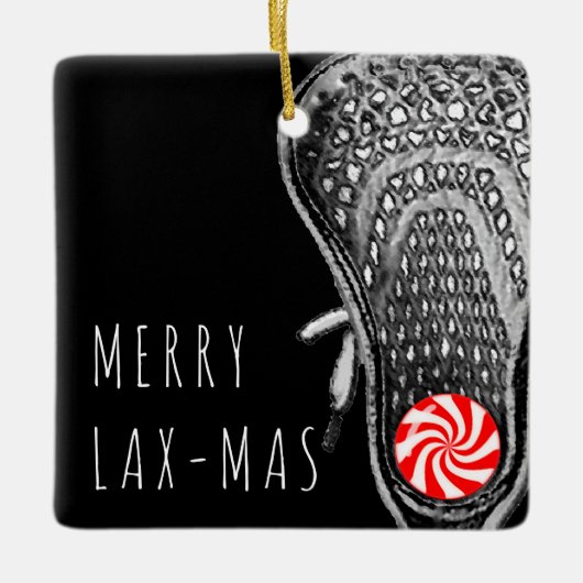 楽しいラクロスクリスマス セラミックオーナメント (正面)
