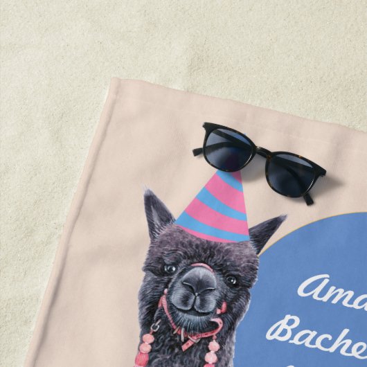 楽しいラマとカクテルの独身最後の夜のパーティー ビーチタオル (インサイチュ)