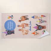 楽しいラマとカクテルの独身最後の夜 ビーチタオル (正面)