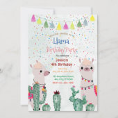 楽しいラマパーティー誕生日招待状 招待状 (正面)