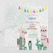 楽しいラマパーティー誕生日招待状 招待状 (正面/裏面)