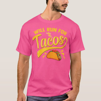 楽しいランニングランナーメキシコ料理タコスは走ります Tシャツ