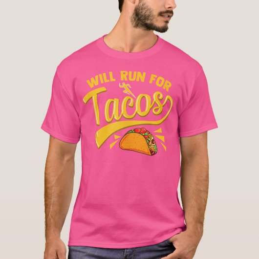 楽しいランニングランナーメキシコ料理タコスは走ります Tシャツ (正面)