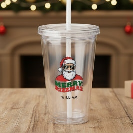 楽しいリズマス レトロサンタクロース クリスマスのユーモア アクリルタンブラー