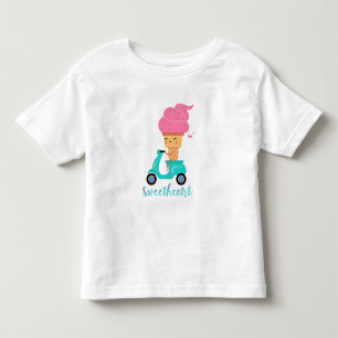 楽しいリラックス夏ピンクアイスクリームスクーター恋人 トドラーTシャツ