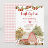 楽しいリンゴの木の誕生日パーティー 招待状 (正面/裏面)