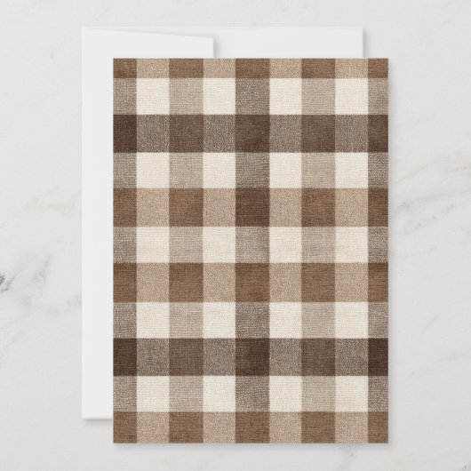 楽しいルーラルブラウンギンガムファミリーフォトクリスマス シーズンカード (裏面)