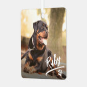 楽しいレタリングペット写真クリスマス メタルオーナメント (正面左)