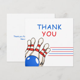 楽しいレッド＆ブルーのボウリングをテーマにした6歳の誕生日 サンキューカード