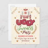 楽しいレトロなダサいクリスマスパーティ インビテーションポストカード (正面/裏面)