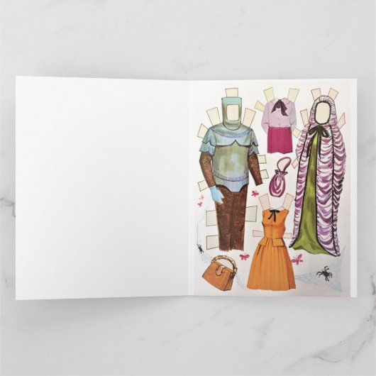 楽しいレトロなハロウィン🦇 再生紙人形カード カード (内部)