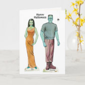 楽しいレトロなハロウィン🦇 再生紙人形カード カード (黄色い花)