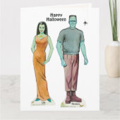 楽しいレトロなハロウィン🦇 再生紙人形カード カード (正面)