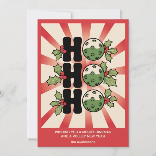 楽しいレトロなピックルボールクリスマス あなたのカスタムテキスト シーズンカード (正面)
