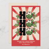 楽しいレトロなピックルボールクリスマス あなたのカスタムテキスト シーズンカード (正面/裏面)