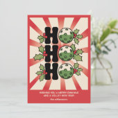 楽しいレトロなピックルボールクリスマス あなたのカスタムテキスト シーズンカード (スタンド正面)