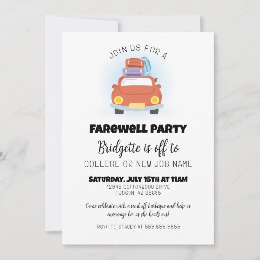 楽しいレトロな卒業・送別会のメッセージ 招待状 (正面)