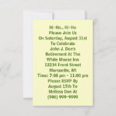 楽しいレトロな退職パーティーの招待状でお祝いしよう 招待状 (裏面)