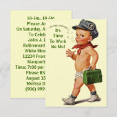 楽しいレトロな退職パーティーの招待状でお祝いしよう 招待状 (正面/裏面)