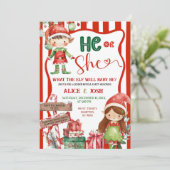 楽しいレトロクリスマスエルフ性別発表 招待状 (スタンド正面)