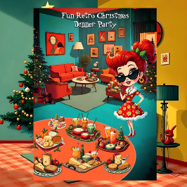楽しいレトロクリスマスディナーパーティー1950年代のラウンジ 招待状