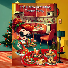 楽しいレトロクリスマスホリデーパーティ 1950年代 招待状