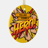 楽しいレトロコミックヒーローの写真 セラミックオーナメント (右)