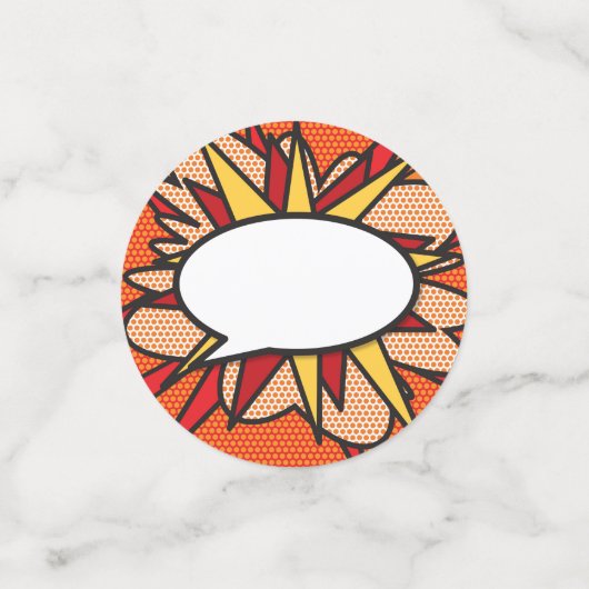 楽しいレトロコミックブックのスピーチバブル コンフェッティ (スモール正面)