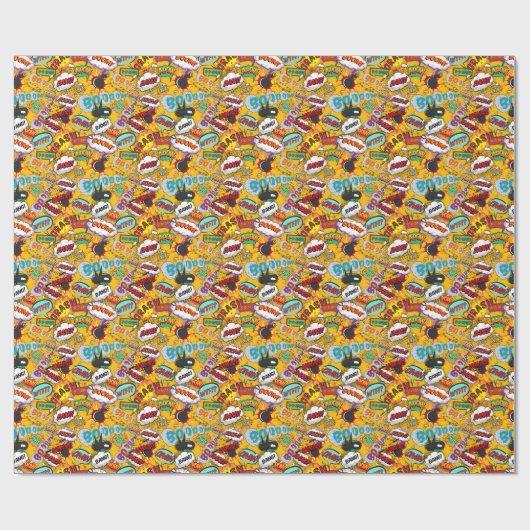 楽しいレトロコミックブックポップアートカラフル ラッピングペーパー (フラット)