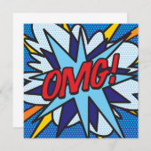 楽しいレトロコミックブック驚き 招待状 (正面/裏面)