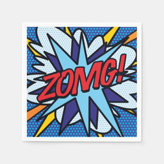 楽しいレトロコミックブック ZOMG スタンダードカクテルナプキン (正面)