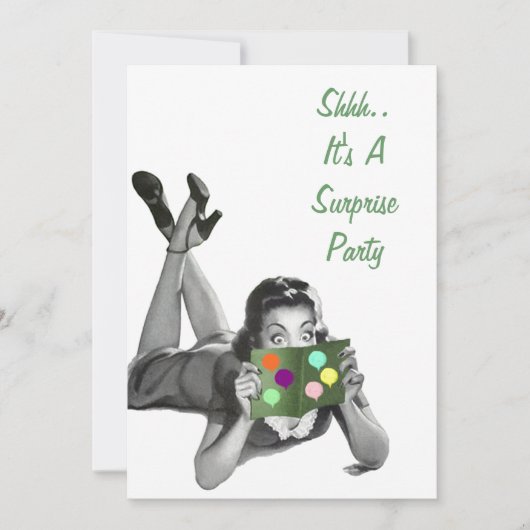 楽しいレトロサプライズパーティーのお知らせ招待状 招待状 (正面)