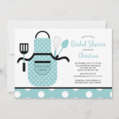 楽しいレトロターコイズキッチン ブライダルシャワー 招待状 (正面)