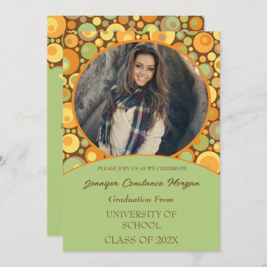 楽しいレトロ写真卒業招待状 招待状 (正面/裏面)