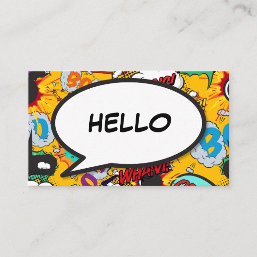 楽しいレトロ漫画の吹き出し HELLO 名刺 (正面)