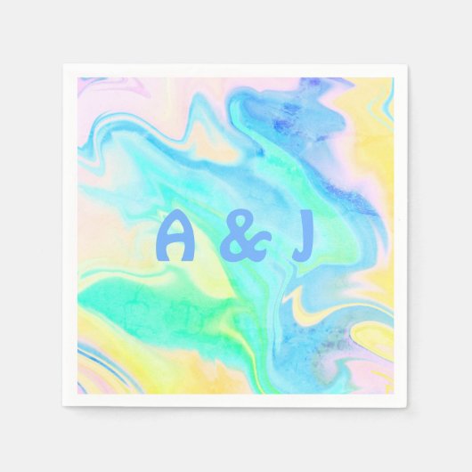 楽しいレトロ カラフル オーダーメイド カクテルパーティー スタンダードカクテルナプキン (正面)