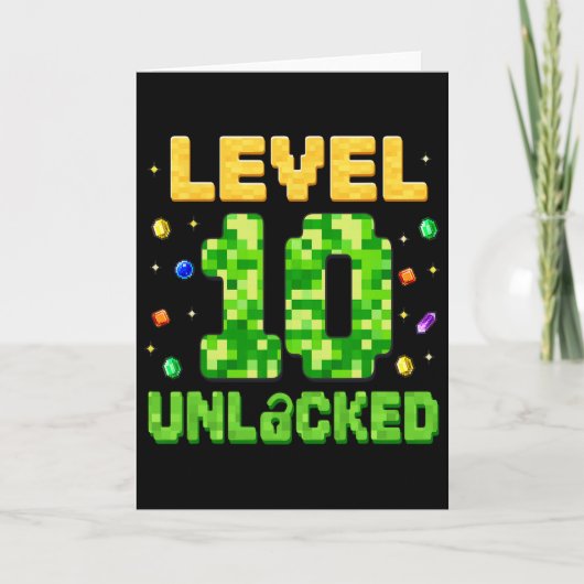 楽しいレベル10アンロック 10歳の誕生日 ギャーマー ピクセル カード (正面)