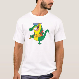 楽しいロックンロールのワニの音楽の漫画 Tシャツ
